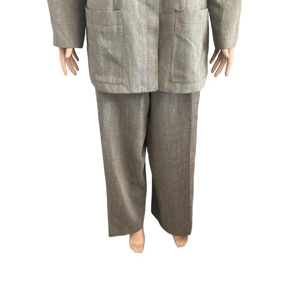 Albert Nipon Pant Suit 2 Piece Womens 16 Wool Blend Gray 5 Button - Picture 4 of 16